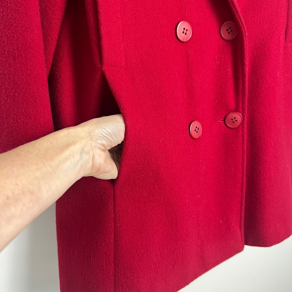 Vintage Forecaster Of Boston Red Wool Blend Double Breasted Mid Length Coat 9/10 - Picture 4 of 8
